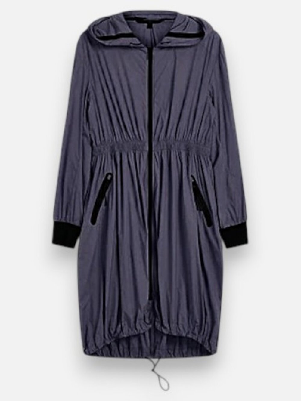 Belstaff long hooded technical parka jacket navy blue women's size 46